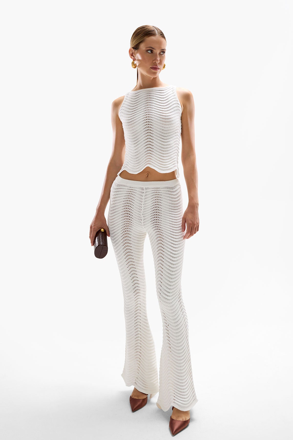 'Ursula' Knit Pants - Pearl
