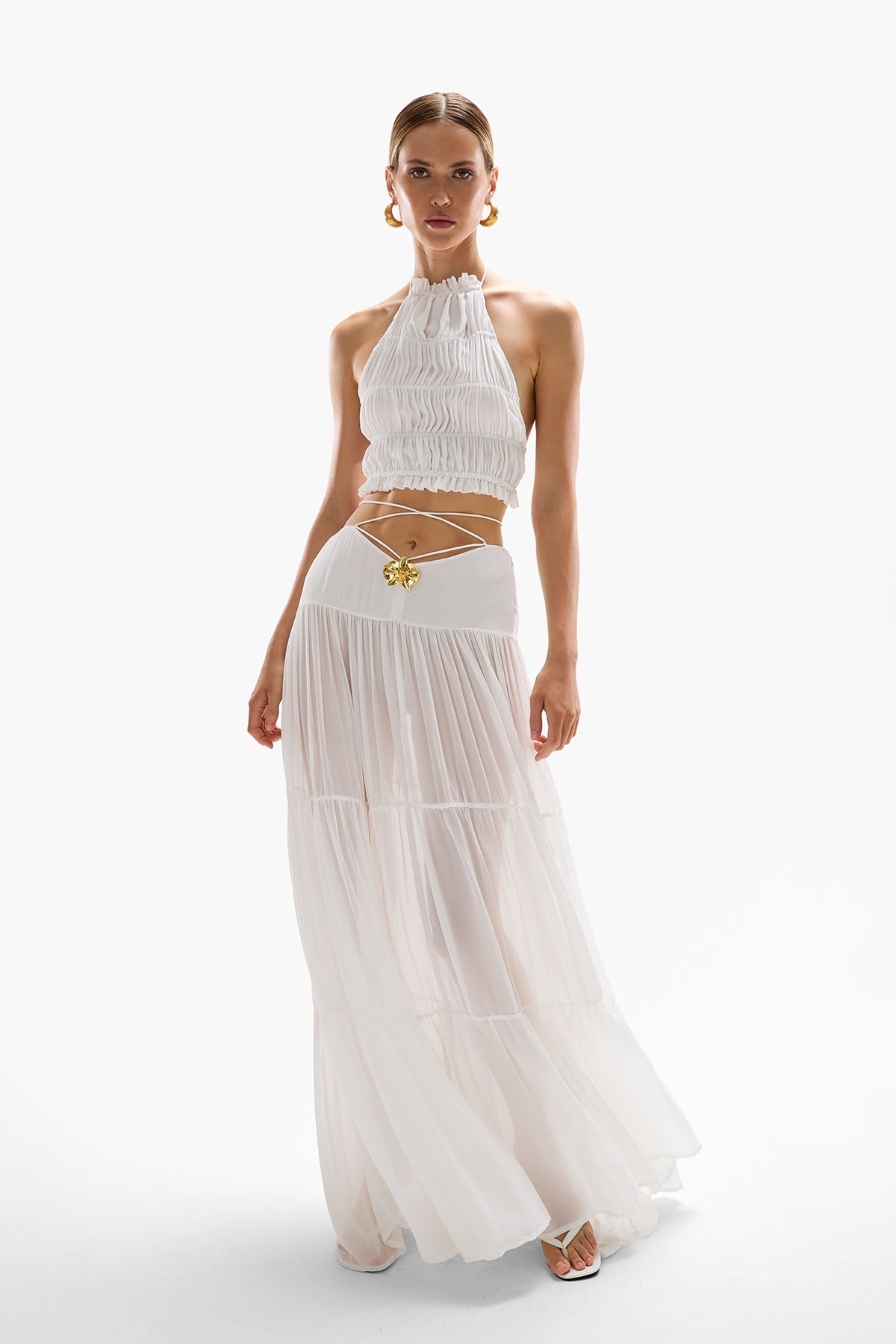 'Spice' Ruched Top - Pearl