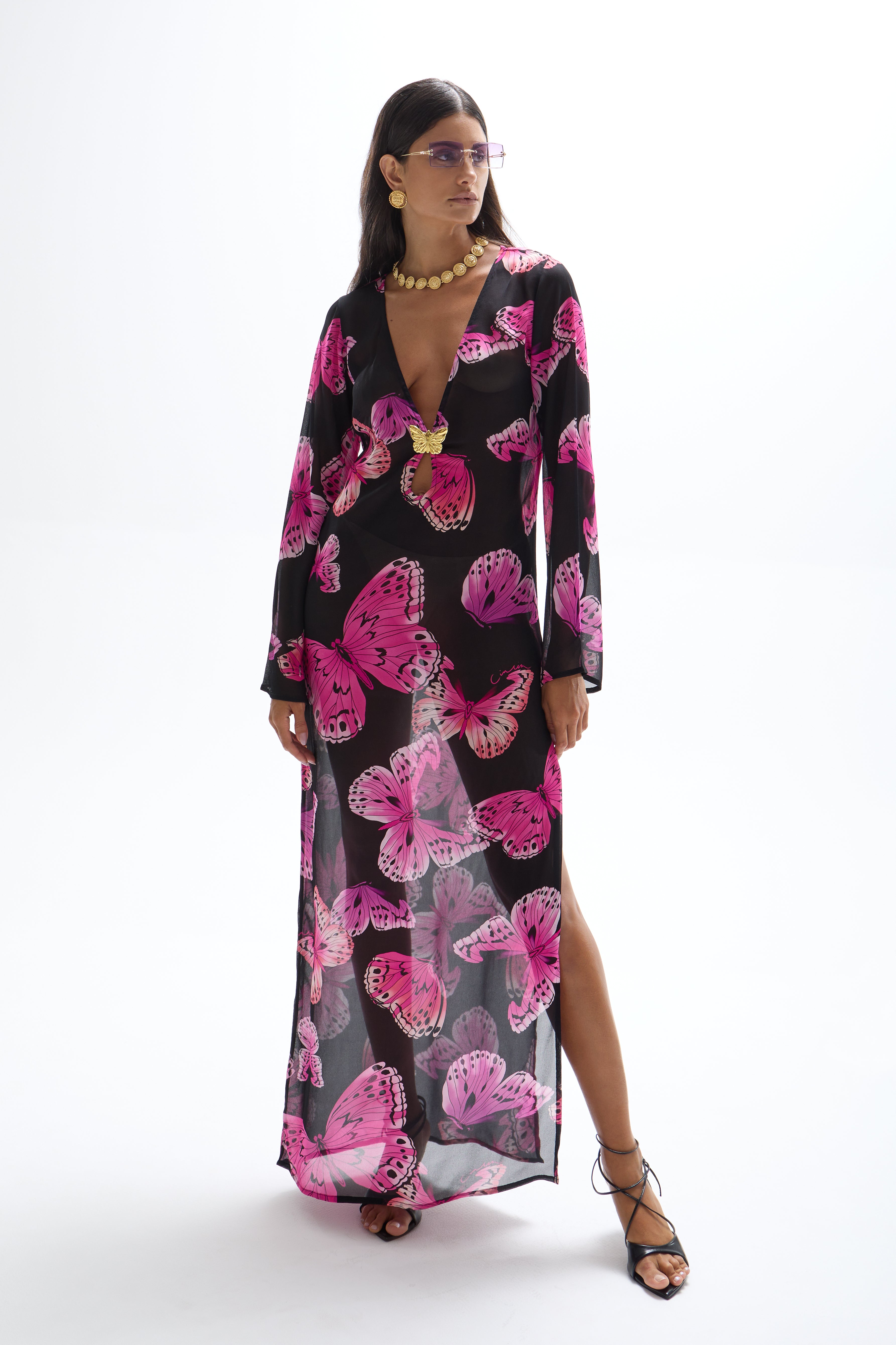 Hotline' Butterfly Maxi Dress - Monarch