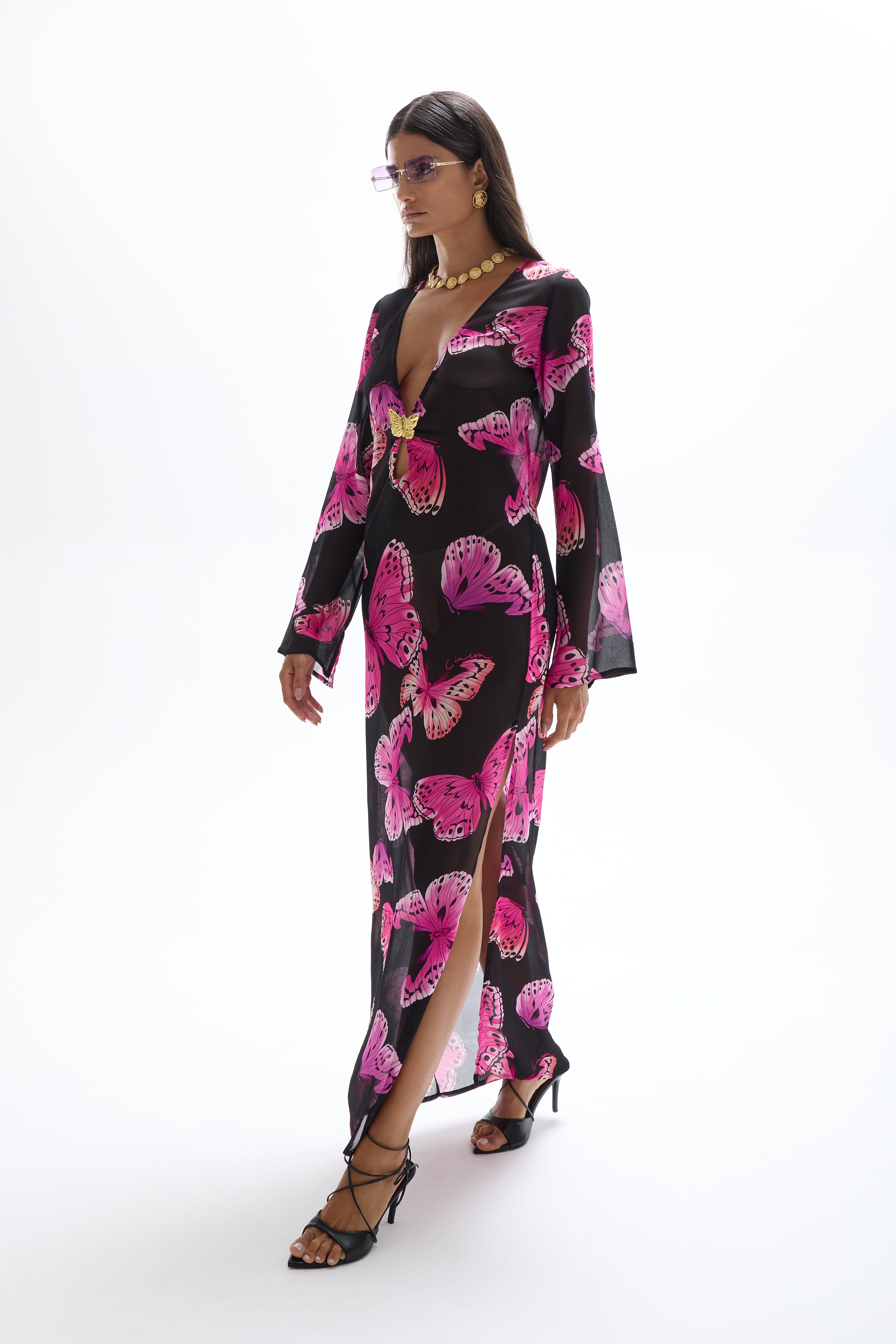 Hotline' Butterfly Maxi Dress - Monarch