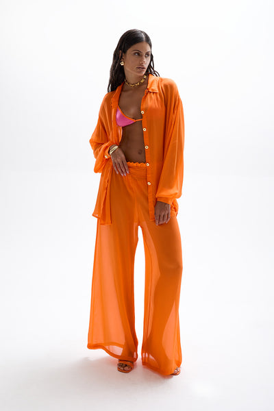 Muse' Sheer Shirt - Orange | Cin Cin Swimwear and Resortwear