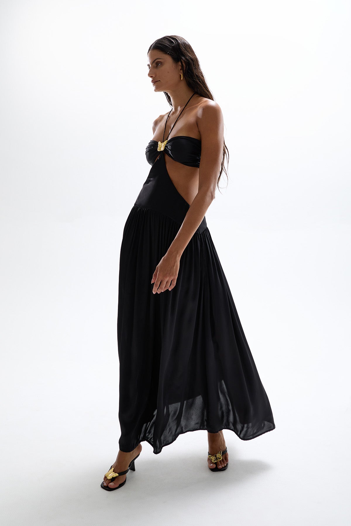 Mila' Butterfly Maxi Dress - Black