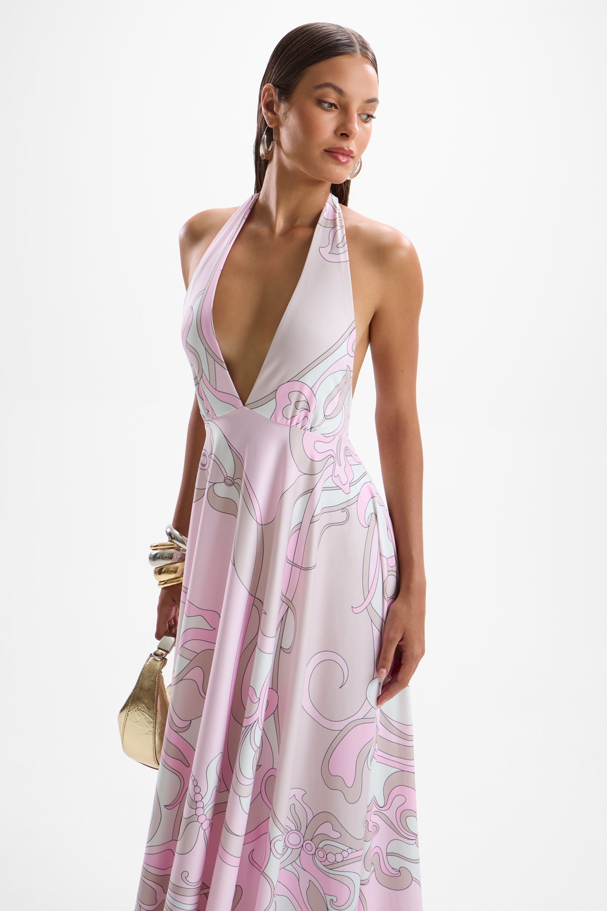 Lalique Halter Dress - Deco Pink