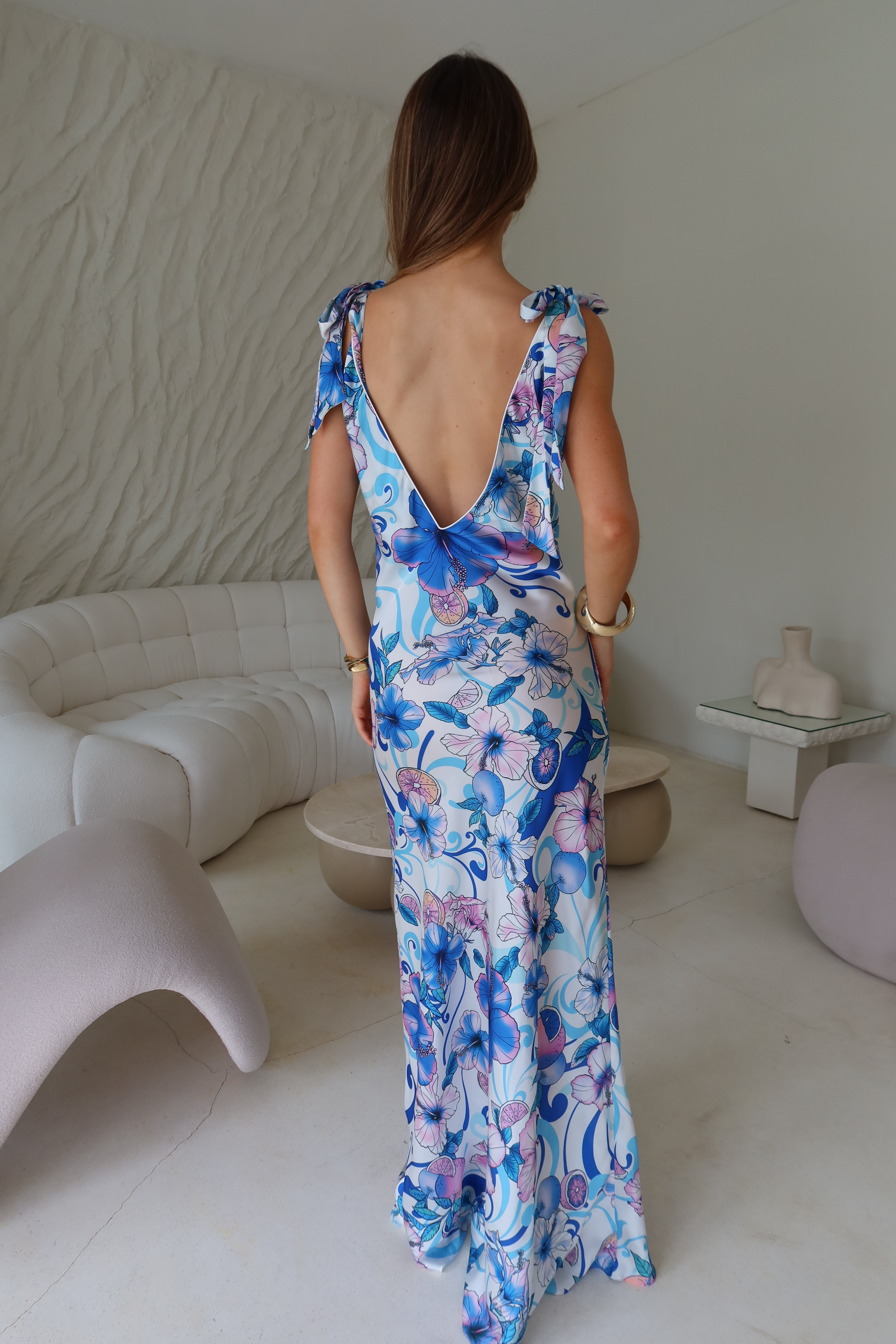 Maison Bow Dress - Hibiscus White