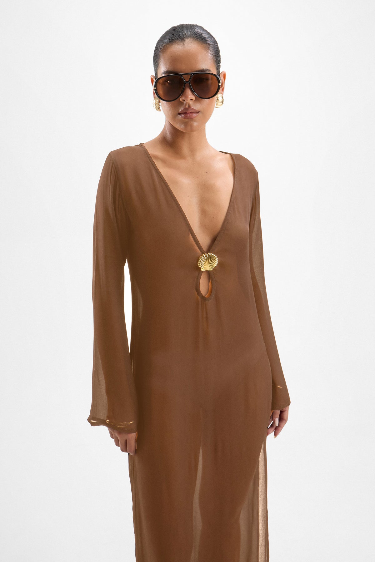 Hotline Seashell Dress - Mocha