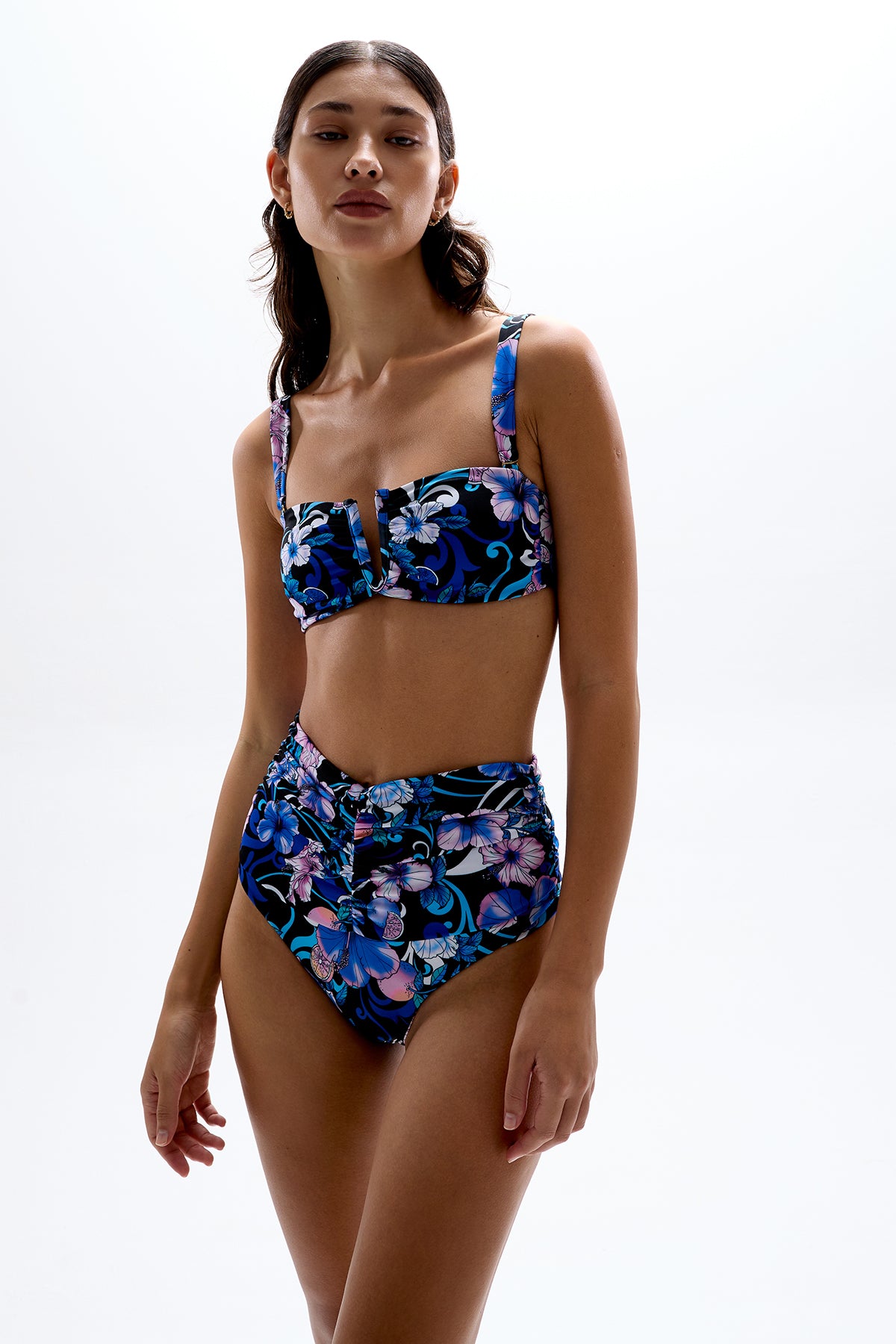 'Holiday' Ruched Top - Hibiscus Blue