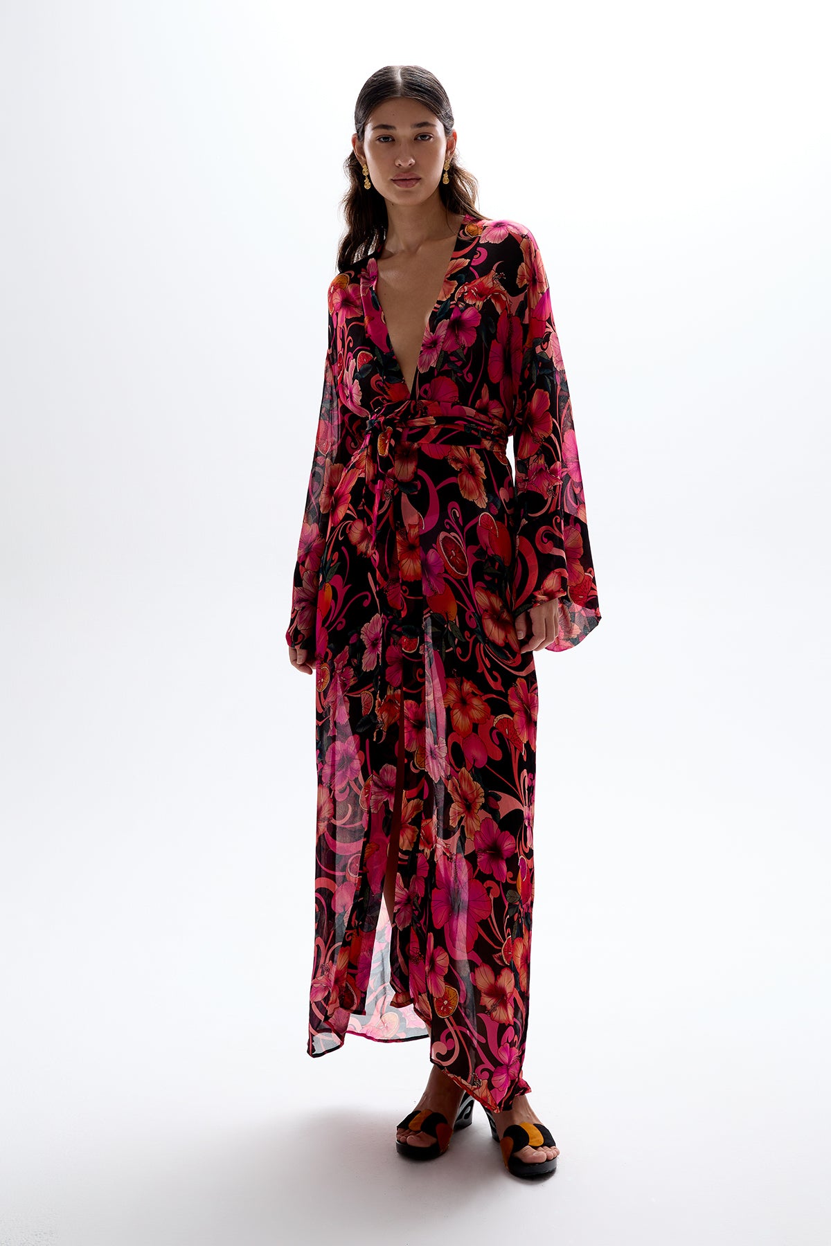 'Fortune' Robe - Hibiscus Pink