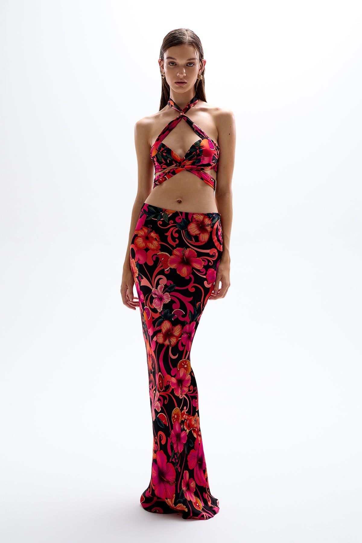 'Miami' Maxi Skirt - Hibiscus Pink