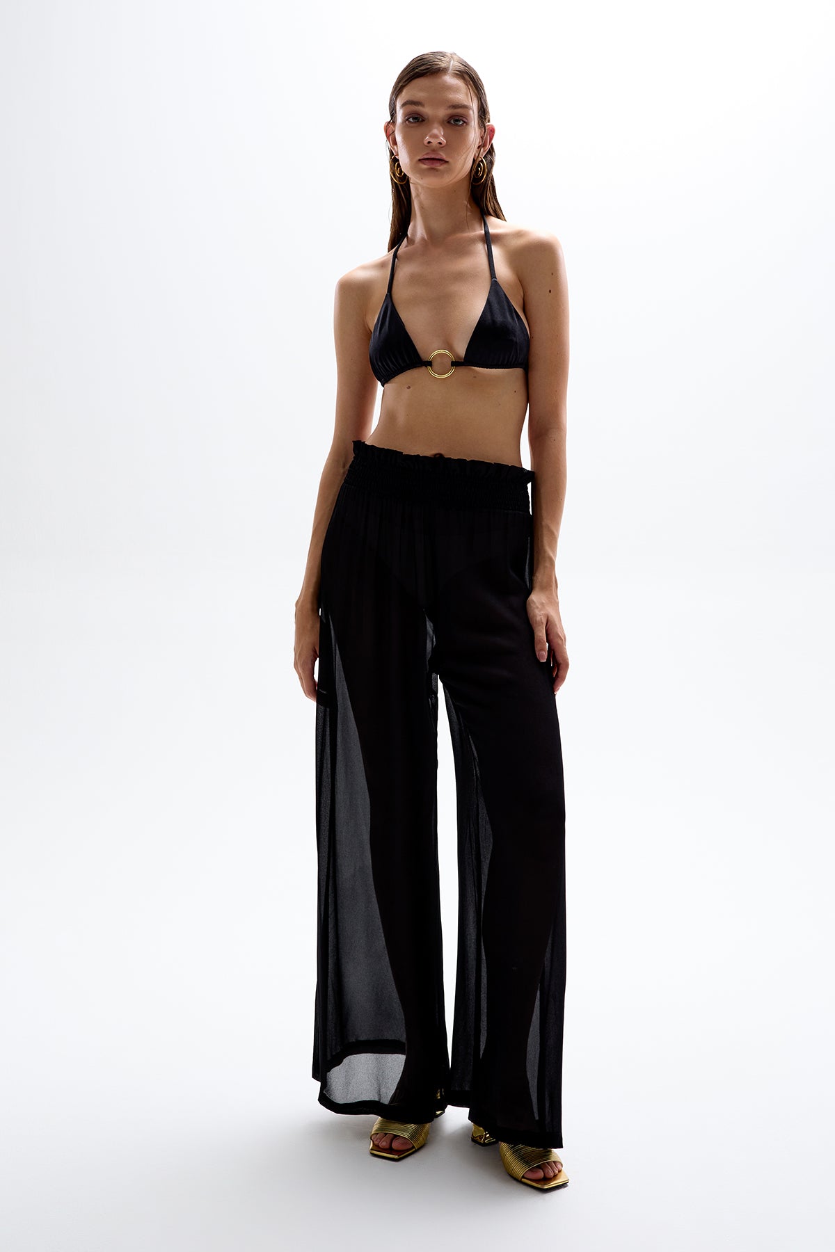 'Mission' Shirred Pants - Black