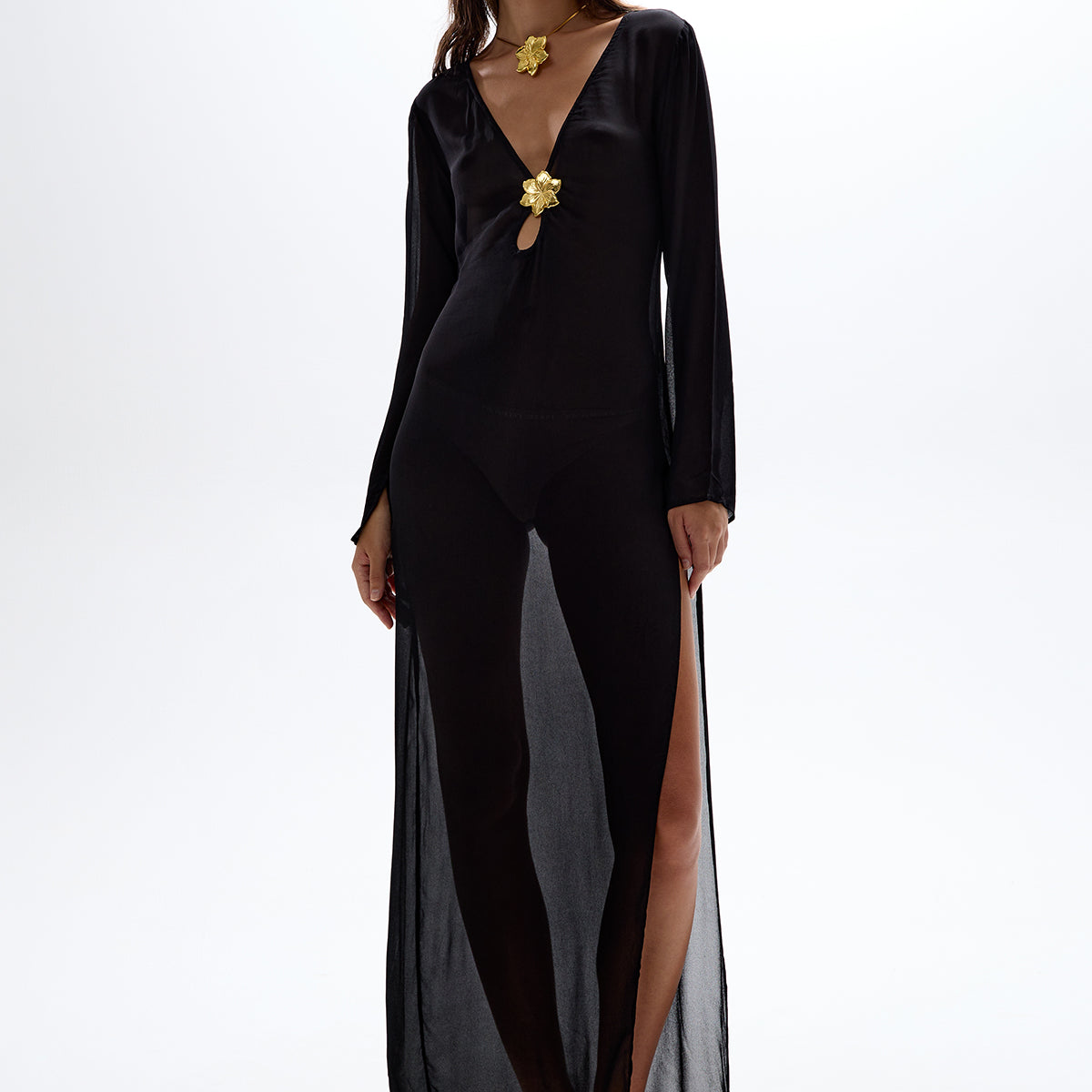 Hotline' Maxi Dress - Black