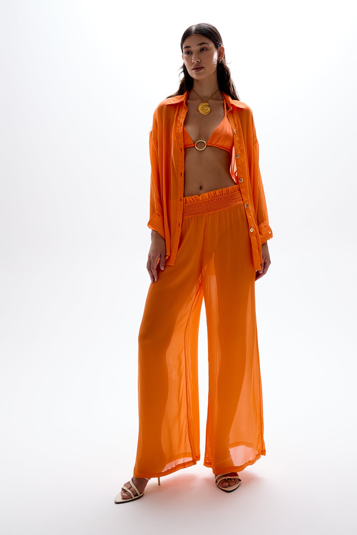 'Mission' Shirred Pants - Orange