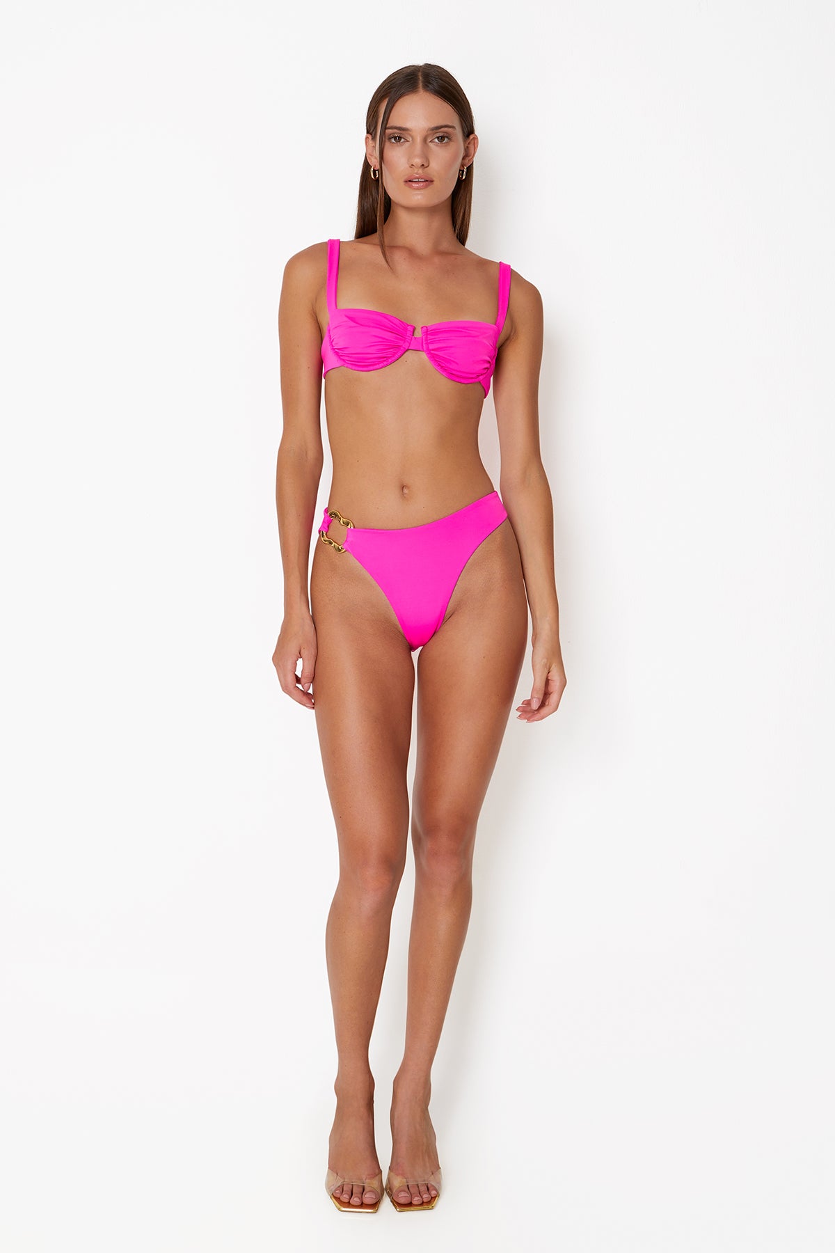 'Ariel' Ruched Bra - Hot Pink