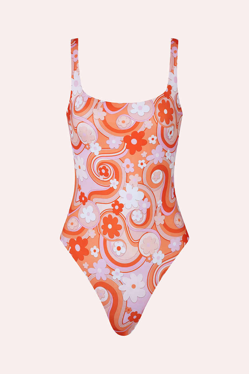 'Classic' Square Neck Swimsuit - Bloom