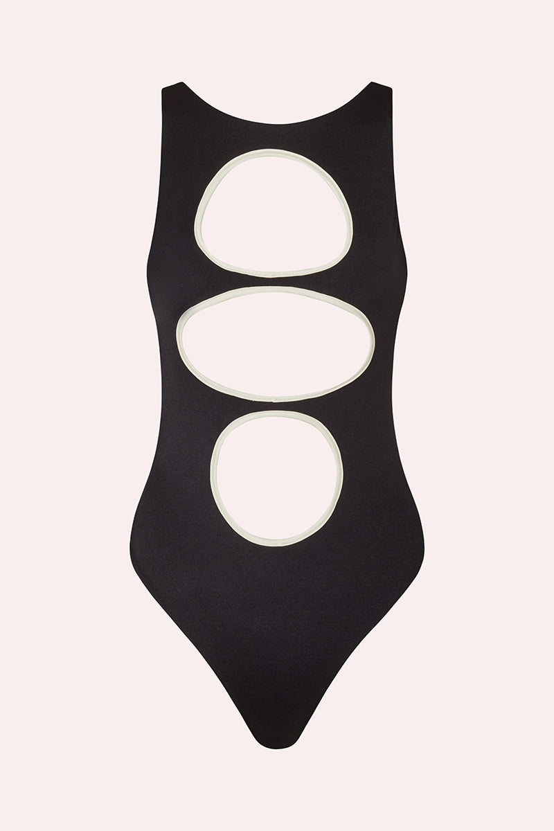 'Radial' Cut Out Swimsuit - Black