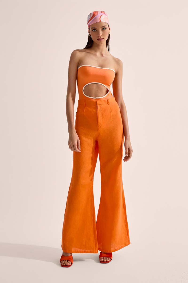 PAULA flared suede trousers - Orange