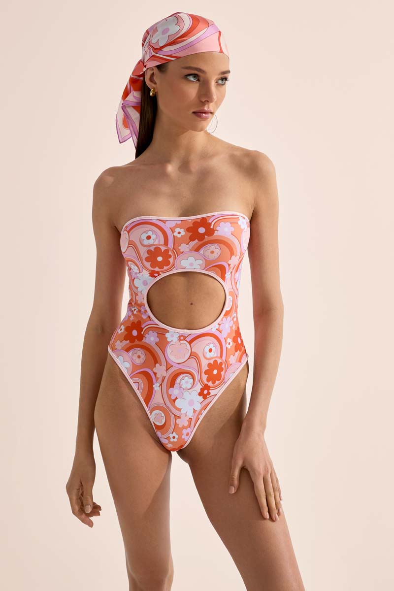 'Mod' Cut Out Swimsuit - Bloom