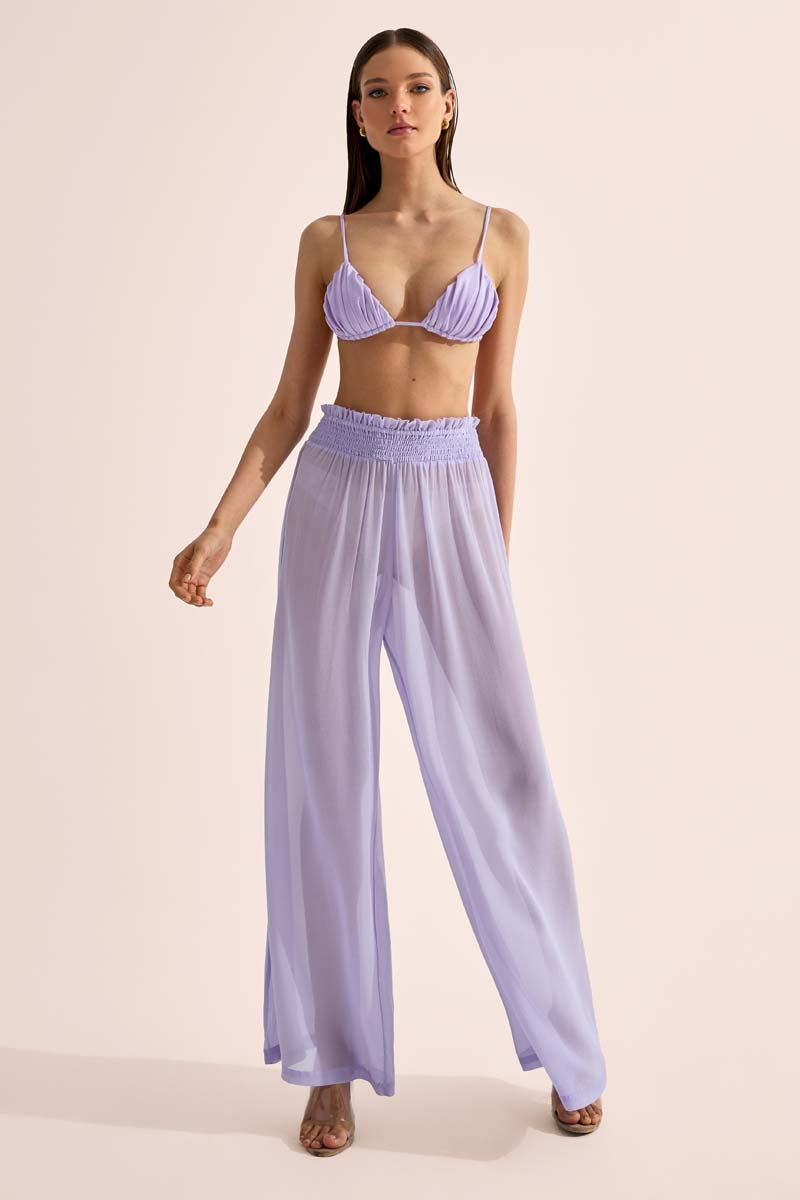 'Mission' Shirred Pants - Periwinkle