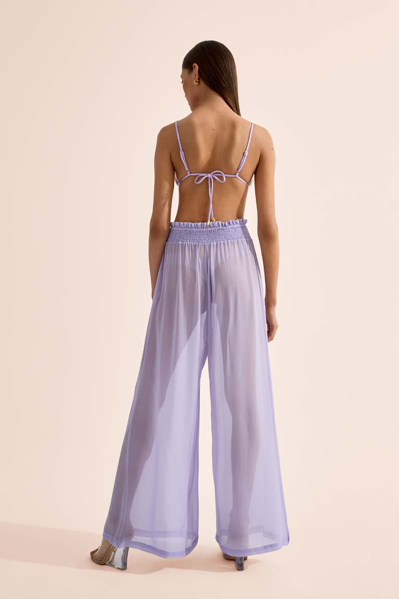 'Mission' Shirred Pants - Periwinkle
