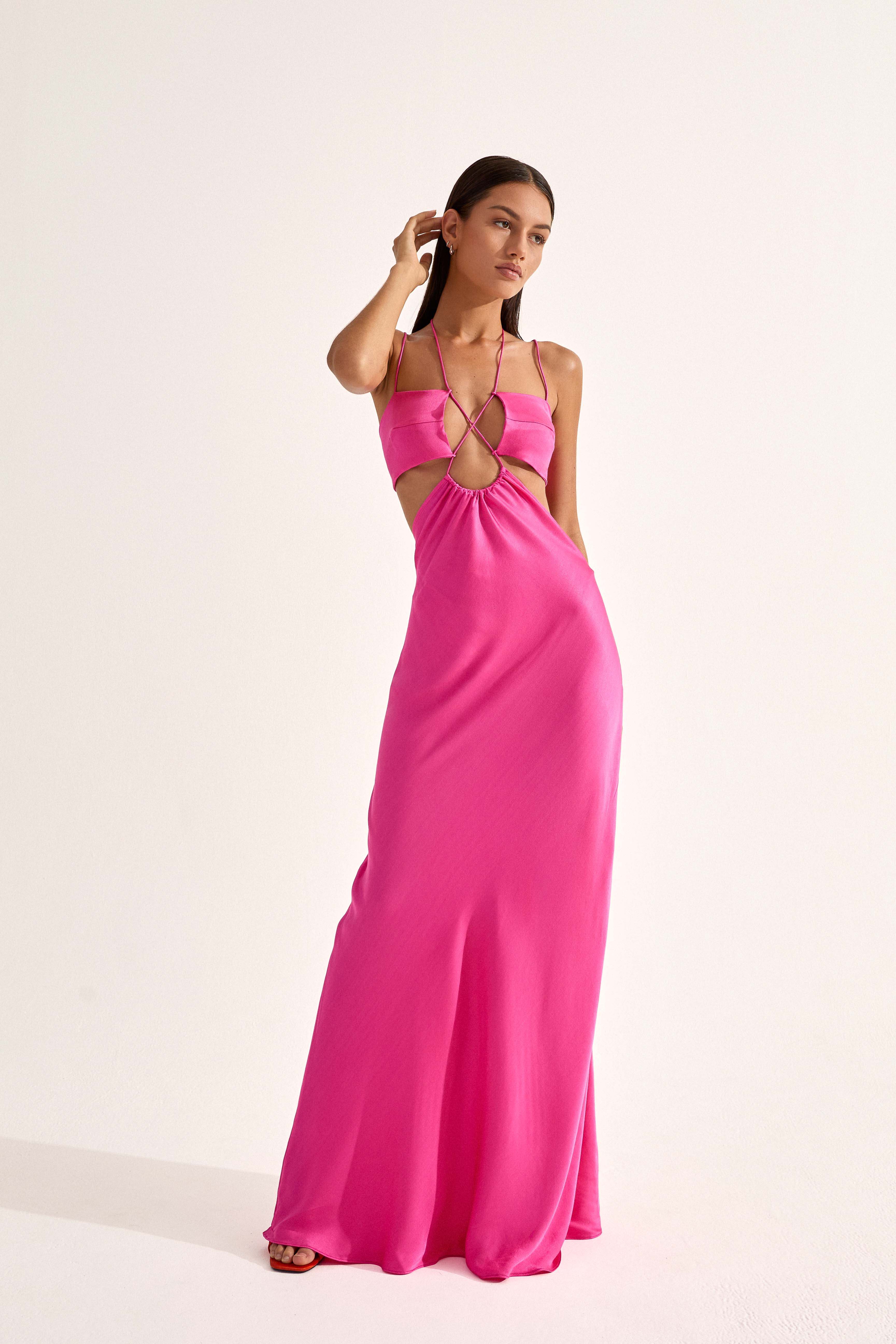 'Storm' Cut Out Maxi Dress - Hot Pink