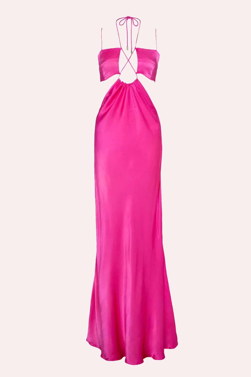 'Storm' Cut Out Maxi Dress - Hot Pink